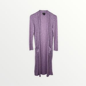 Bobeau Longline Sweater Cardigan Rib Duster Open Front Long Sleeves